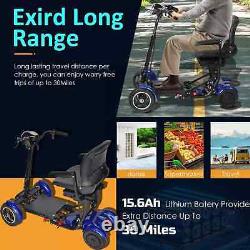 Scooter de mobilité pliable à 4 roues dispositif de conduite pliant pour seniors adultes 30 miles