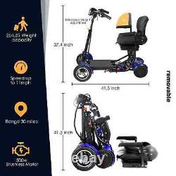 Scooter de mobilité pliable à 4 roues dispositif de conduite pliant pour seniors adultes 30 miles