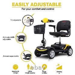 Scooter de mobilité pliable à 4 roues électrique pour personnes âgées avec fauteuil roulant de voyage à LED.