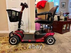Scooter de mobilité pliable pratique et facile pour les personnes âgées - Fauteuil roulant électrique rouge
