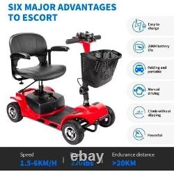 Scooter de mobilité pliable pratique et facile pour les personnes âgées - Fauteuil roulant électrique rouge