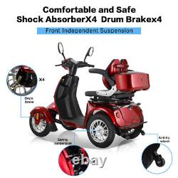 Scooters de mobilité à 4 roues de 800W pour les seniors et les adultes d'une capacité de charge de 500 lb, robustes.