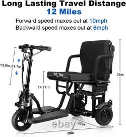 Scooters de mobilité pliants pour adultes, 12 miles d'autonomie, approuvés par les compagnies aériennes