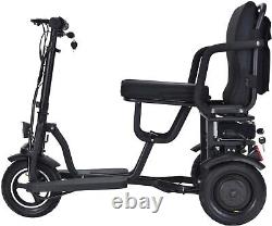 Tricycle électrique de mobilité pliable à double moteur 36v 600w Lithium noir, 39x20x33 pouces