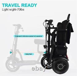 Tricycle électrique de mobilité pliable à double moteur 36v 600w Lithium noir, 39x20x33 pouces