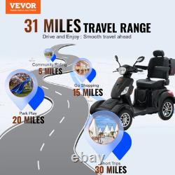 Véhicules de mobilité VEVOR lourds à 4 roues 31 miles 3 vitesses 800W capacité 500lbs